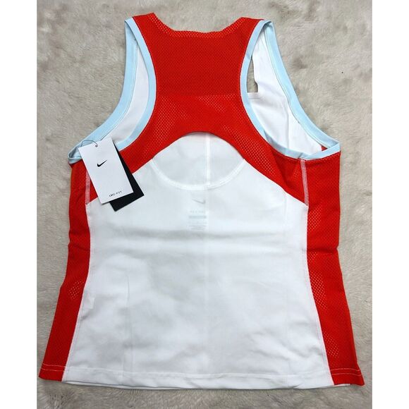 NIKE women's Large TENNIS COURT COURT SLAM TANK DR6795-100 white red - Picture 5 of 12